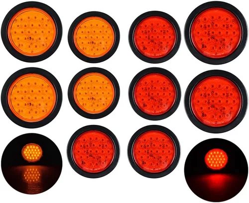 Vista 34 de Astra Depot Juego de 4 unids rojo 4 "redondo 12 LED Stop Running Luz trasera Ojal Plug para vehículo largo camión remolque