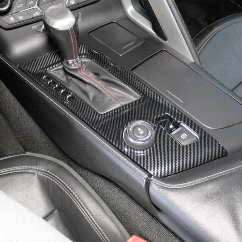 Vista 6 de Cubierta Protectora de Moldura de Panel de Engranajes de Control con Aspecto de Fibra de Carbono para 2014 2015 2016 2017 2018 Chevrolet Corvette C7
