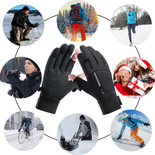 Vista 6 de weiatas Winter Fingerless Gloves for Men Women Touch Screen, Cold Weather Thermal Sport Gloves for Fishing Running Cycling Driving Hiking, Warm