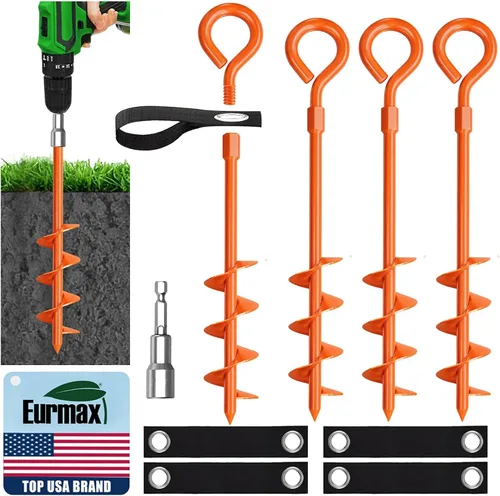 Vista 13 de Anclajes de suelo Eurmax USA Anclajes de trampolines con tornillo para vientos fuertes Estacas de tienda de campaña de alta resistencia Anclajes