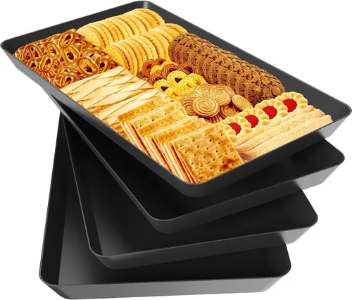 Vista 8 de WOWBOX 4 bandejas de servir para entretenimiento, platos para servir aperitivos, frutas, galletas, postres, bandejas de plástico reutilizables