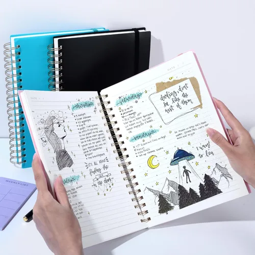 Vista 2 de Yoment B5 - Cuaderno de espiral con rayas universitarias de 7.3" x 10.15", diario de 300 páginas, cuadernos de espiral rayados con papel grueso