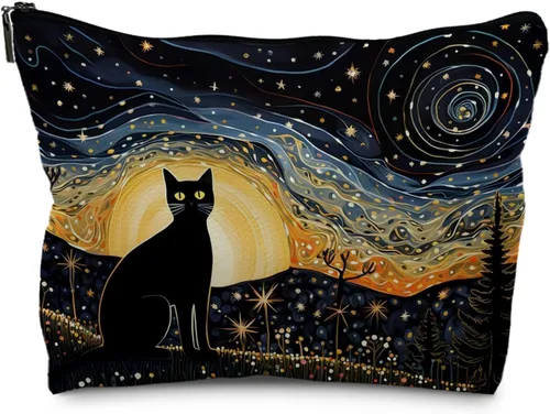 Vista 6 de Bolsa de maquillaje de gatos, regalos para amantes de los gatos para mujeres, regalos de gatos, bolsa de cosméticos para gatos, regalos de gatos