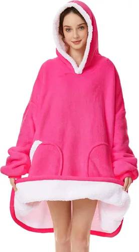 Vista 18 de Zando Manta con Capucha Ponible Manta para Niños y Adultos Manta Cómoda con Capucha Sudadera de Gran Tamaño Sherpa Forro Polar