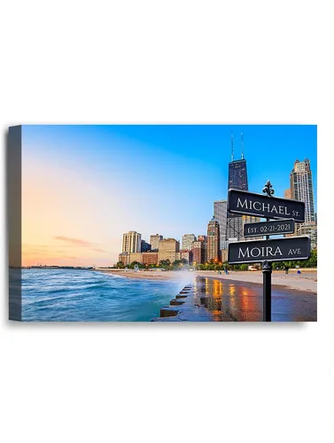 Vista 164 de IPIC - Personalized Framed Canvas with Custom Street Sign in Boston Personalized Street Signs with Names, Custom Canvas Print, Boston Sunset