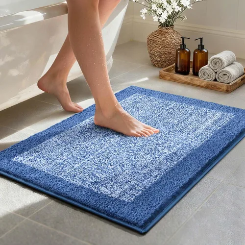 Vista 35 de Alfombras de baño de 17 x 24 pulgadas, antideslizantes, lavables, color gris, para bañera, tapete de baño para baño, tapete suave y absorbente
