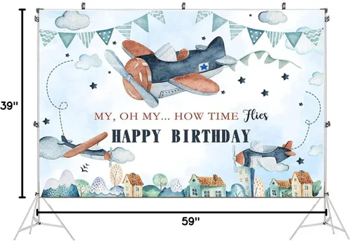 Vista 6 de Telón de fondo de viaje que espera la aventura para niño de primer cumpleaños, baby shower, decoración de fiesta, pancarta de aventura comienza
