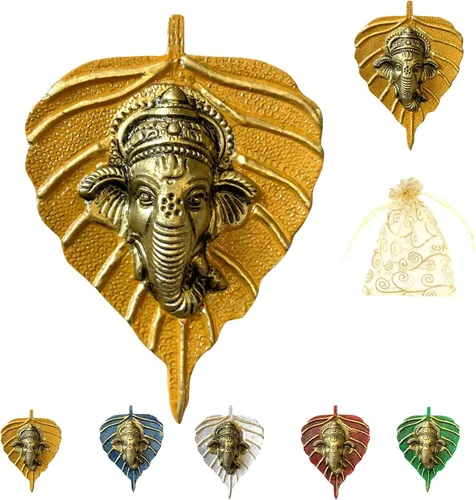 Vista 2 de LoveNspire Ganesha Diwali - Decoración de hojas de metal para colgar en la pared para el hogar y la oficina, regalo de regreso de inauguración