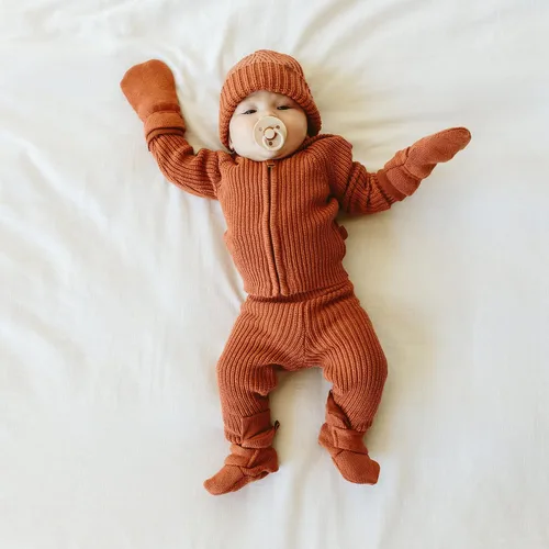 Vista 4 de goumikids Botas tejidas de algodón orgánico, Arcilla