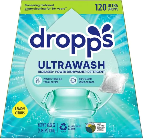 Vista 9 de Dropps UltraWash Cápsulas de detergente para lavavajillas, limón cítrico (32 unidades) – Comprimidos de detergente para lavavajillas de limpieza