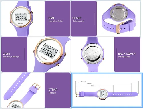 Vista 5 de Relojes deportivos para exteriores reloj despertador 5 bares impermeable LED digital