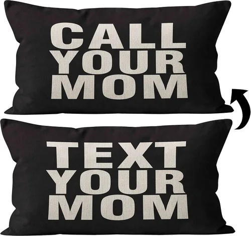 Vista 9 de Call Your Mom - Divertida funda de almohada para hija, hijo, accesorios de dormitorio, fiesta de graduación, 18 x 18 pulgadas, funda de cojín Negro