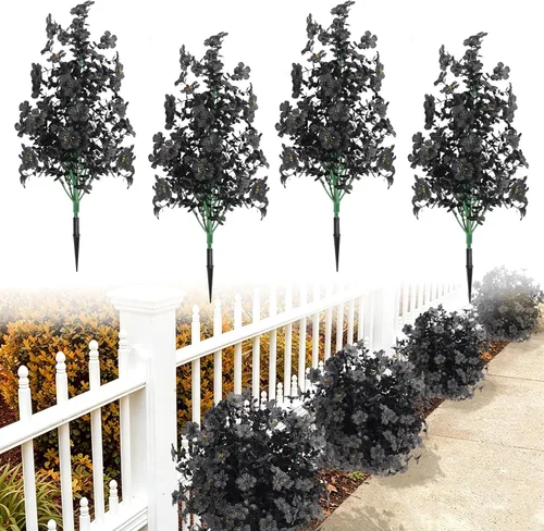 Vista 23 de RECUTMS Guirnalda artificial de otoño, plantas de vegetación sintética 1 pieza seda marrón