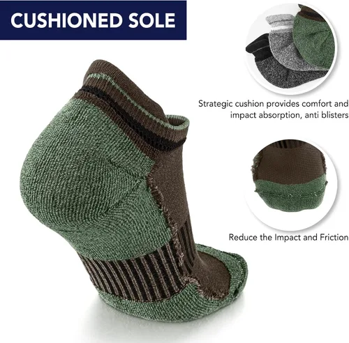 Vista 5 de ACTINPUT Calcetines acolchados de algodón para hombre, de corte bajo, antiampollas, rendimiento atlético, cómodos, invisibles, de algodón, 10-13