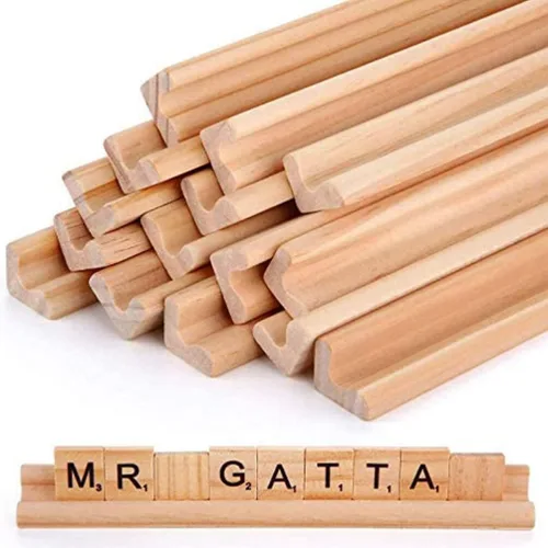 Vista 5 de Toddmomy 4 piezas de soporte de madera bandejas de dominó para azulejos juegos familiares Mostrar base mahjong suministros Natural Domino bandejas