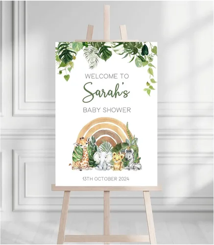 Vista 11 de Letrero de bienvenida para baby shower, personalizable, con texto en inglés «We Can Bearly Wait» Neutral Cute Teddy Bear Theme, varios tamaños