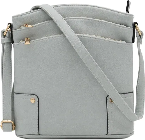 Vista 91 de Bolso cruzado grande con triple bolsillo con cremallera.