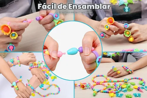 Vista 5 de BIRANCO. Juego de cuentas de lujo con más de 350 cuentas pop que incluye mariposa, abeja, libélula con alas transparentes y kit de fabricación
