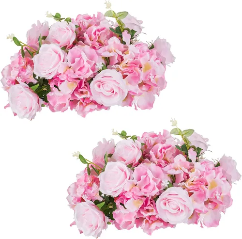 Vista 30 de NUPTIO Ramo de Arreglo de Bolas de Flores - 10 Piezas de 14.2 pulgadas de Diámetro Bolas de Flores Falsas Rosas Rosadas para Centros de Mesa