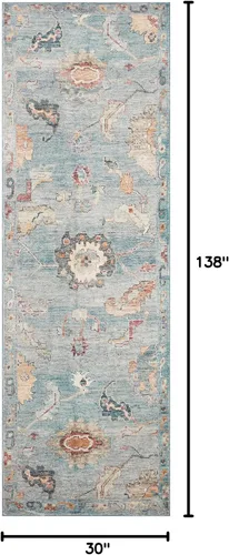 Vista 100 de Loloi Margot - Alfombra de área terracota/laguna de 7'-6" x 9'-6