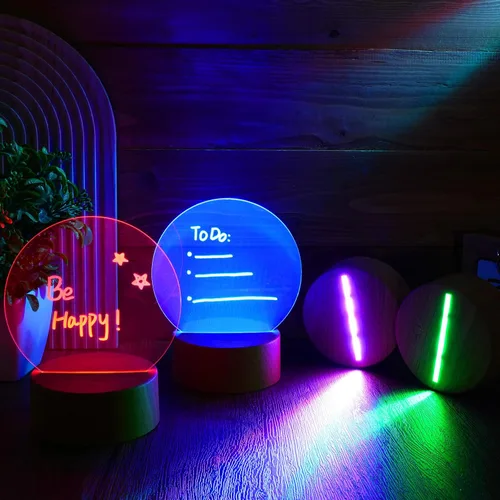 Vista 6 de Baquler 12 piezas 3D LED lámpara de noche base de acrílico transparente