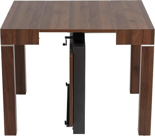 Vista 9 de Warhol - Mesa de comedor rectangular moderna de madera de nogal envejecida, 59 1/4 x 35 1/2 pulgadas, extensión de 2 hojas marrón para espacios