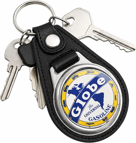 Vista 123 de Brotherhood Round Key Chain for Vintage Motor Oil, Petroleum, and