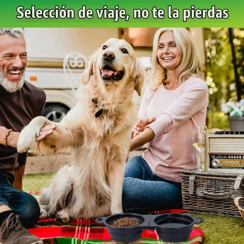 Vista 5 de SLSON Cuencos Dobles Plegables para Perros con Borde Reforzado de 180 Grados, Cuenco Doblado con Clips de Bloqueo, Más Estables, Cuencos de Viaje