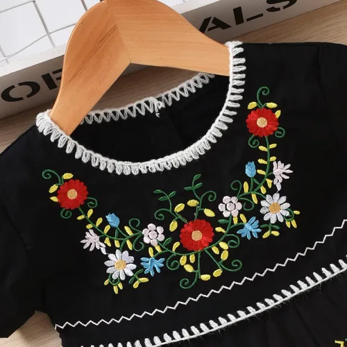 Vista 5 de Aalizzwell Vestido bordado de manga corta para bebé niña pequeña