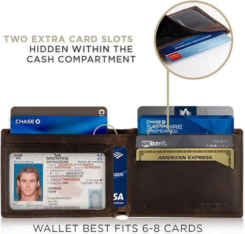 Vista 4 de SERMAN BRANDS Billetera delgada plegable para hombre con bloqueo RFID, cartera minimalista con bolsillo frontal para hombre, delgada y elegante
