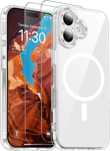 Vista 96 de SPIDERCASE Funda magnética translúcida diseñada para iPhone 11, con 2 protectores de pantalla de vidrio templado, antihuellas, para iPhone 11 de 6.1