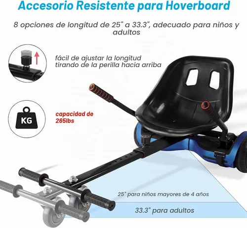 Vista 2 de Hoverboard Seat Attachment 265lbs Capacity, 26"-34.5" Adjustable Length Hover Board Go Kart Accessory w/Comfortable&Sturdy Seat,Go Cart Compatible