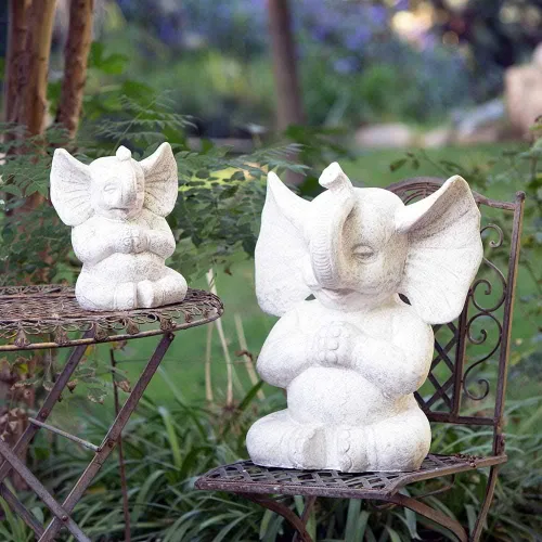 Vista 5 de Estatua de elefante afortunado meditación blanca (12.0)