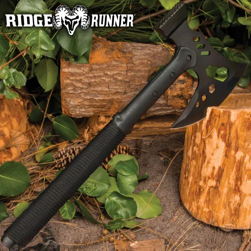 Vista 8 de Ridge Runner Hacha y martillo multiherramienta Hacha de campamento y senderismo de 18 pulgadas con cabeza de acero inoxidable, ranuras para llaves