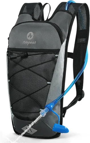 Vista 9 de Nepest Mochila de hidratación con bolsa de agua de 2 L para ciclismo, mochila de agua para senderismo, correr, mochila de hidratación ligera 2L