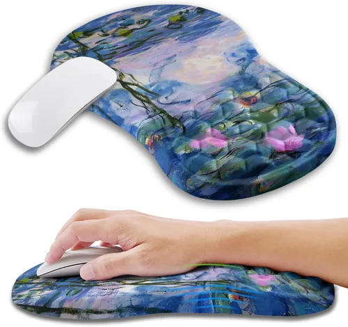 Vista 28 de Alfombrilla ergonómica para ratón con soporte de muñeca con espuma viscoelástica con protuberancia de masaje, alfombrilla para ratón de alivio