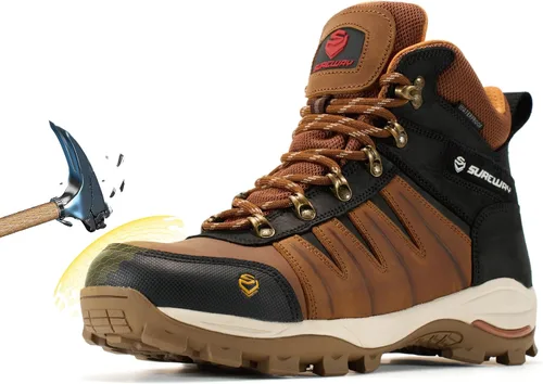 Vista 9 de SUREWAY Men's 6" Waterproof Work Boots - Soft Toe,Leather Lace Up,EH Rated, Slip Resistant Outsole for Construction, Roofing & Hunting Work Boots