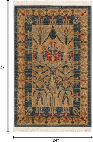 Vista 2 de Unique Loom Edinburgh Collection - Alfombra rectangular (2 pies x 3 pies 1 pulgada, rectangular, azul marino/bronceado)