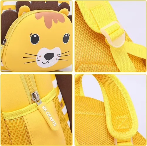 Vista 6 de Mochila impermeable para niños de 2 a 5 años para el jardín de niños mochila 3D de lindos dibujos animados de neopreno mochila de animales para niños