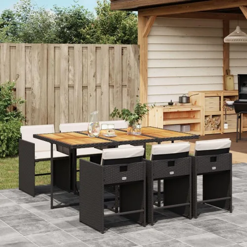 Vista 28 de Beige 5-Piece Outdoor Patio Dining Set with Foldable Chairs Cream Cushions Poly Rattan Furniture for Compact Storage Garden Backyard Balcony Use