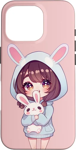 Vista 20 de Anime Girl With Bunny Kawaii Easter Japanese Otaku Girl Case for iPhone 16
