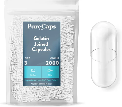 Vista 10 de PureCaps USA - Cápsulas de gelatina vacías tamaño 3 1,000 pastillas unidas Transparentes Certificado sin OMG SLS, gluten, sin conservantes