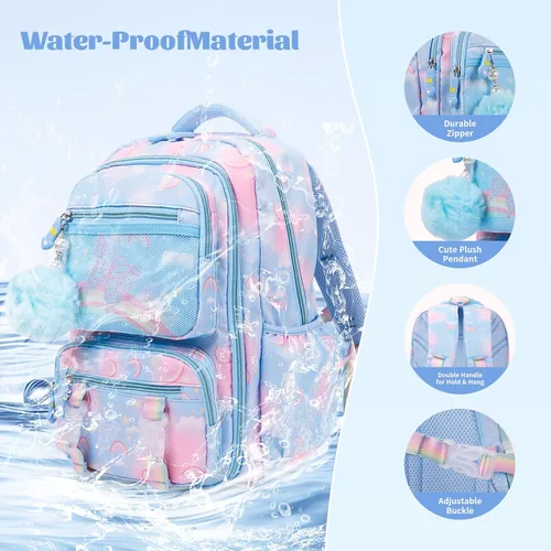 Vista 3 de Mochila Kawaii Starry Rainbow Bookbag para niño y niña