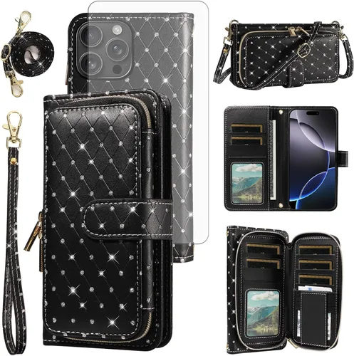 Vista 179 de Funda para teléfono iPhone 6 6S con cremallera y protector de pantalla con protector de pantalla, correa de cordón cruzado, ranura para iPhone 6 Six