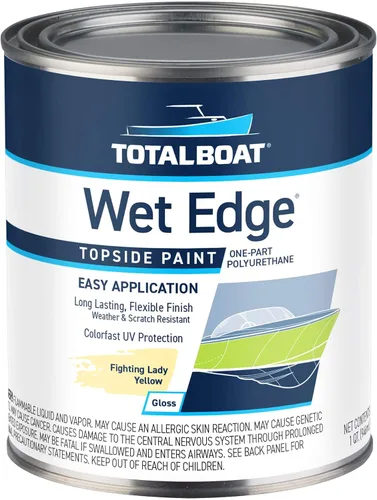 Vista 32 de TotalBoat Wet Edge Topside - Pintura marina con recubrimiento de poliuretano premium para barcos, vehículos recreativos, molduras exteriores, fibra