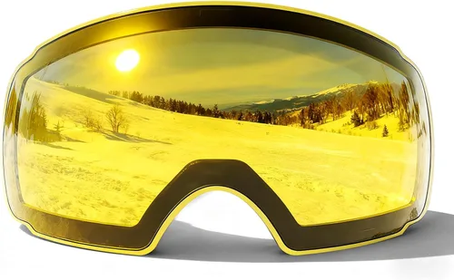 Vista 10 de Innerking Gafas de esquí intercambiables, gafas de nieve con lente magnética, gafas de snowboard antivaho OTG para mujeres, hombres, adultos