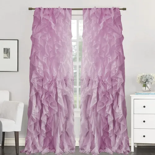 Vista 19 de Sweet Home Collection Paquete de 2 Paneles de Ventana Cortinas de Gasa Transparente con Volantes Verticales en Cascada Gris