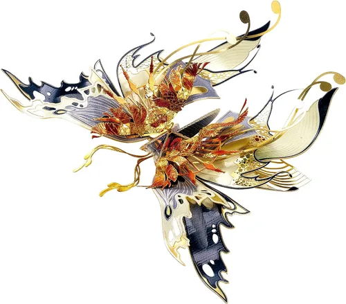 Vista 9 de Microworld Rompecabezas de metal 3D, 6 estilos de deseos de mariposa, kit de modelo de metal, bendición familiar, símbolo de la suerte, colección