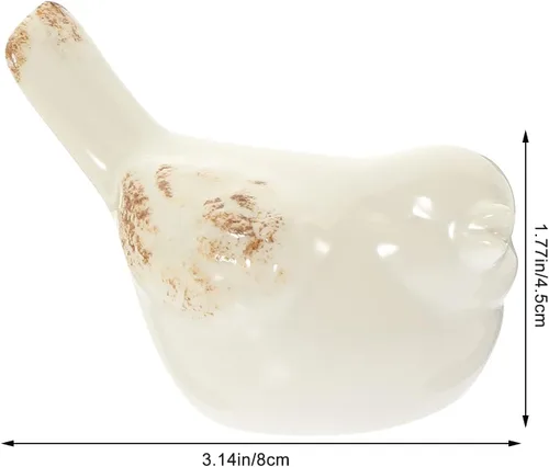 Vista 2 de Veemoon Decoración de pájaros de cerámica blanca, 2 piezas, figuras de pájaros de escritorio, adorno de porcelana, pequeño gorrión, estuado