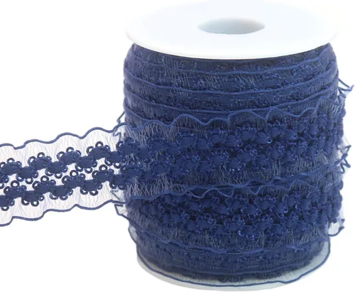 Vista 13 de Cinta de encaje elástica negra con volantes de 20 yardas para coser de 1 pulgada de organza de doble onda, ajuste de encaje, ropa y ropa